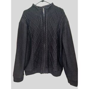 Tricots St Raphael Black Full-Zip Sweater XL 100% Acrylic Shell Polyester Lining